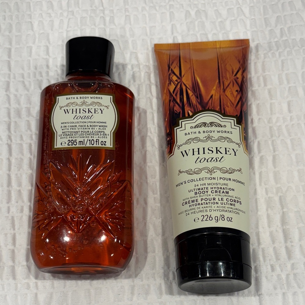 Bath & Body Works Whiskey Toast Men’s Body Wash and Cream Set - Amber and Black